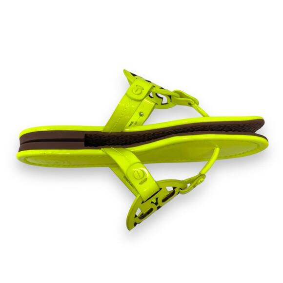 Tory Burch Patent Leather Miller Sandal Fluorescent Neon Yellow 6 Women’s - Picture 8 of 11